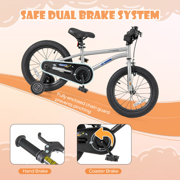 16-Inch Kids Bike Bicycle for Boys Girls 4-7 Adjustable with High Carbon Steel Frame