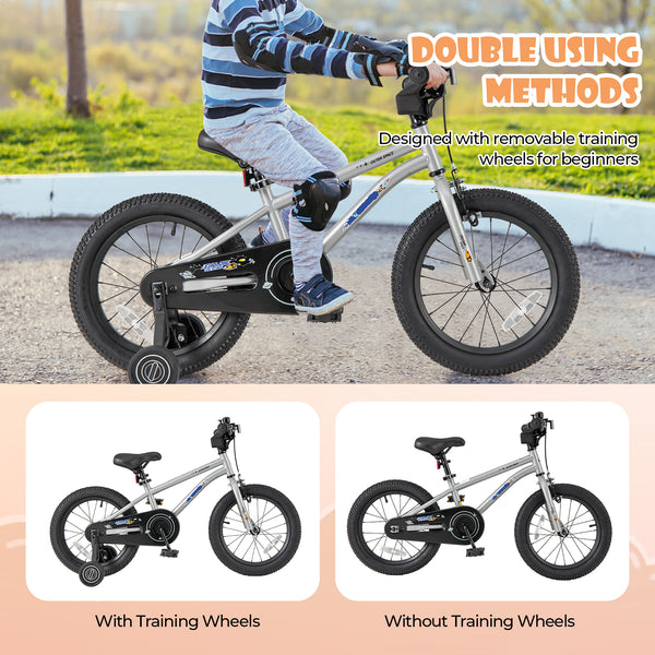 16-Inch Kids Bike Bicycle for Boys Girls 4-7 Adjustable with High Carbon Steel Frame