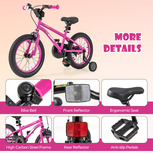 16-Inch Kids Bike for 4-7 Years Old Adjustable with Removable Training Wheels