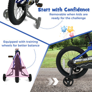14-Inch Kids Bike with Removable Training Wheels Navy - Brave Hero