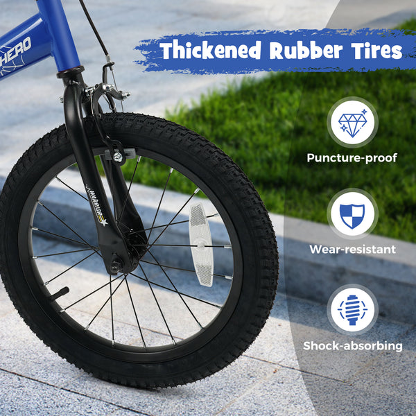 14-Inch Kids Bike with Removable Training Wheels Navy - Brave Hero