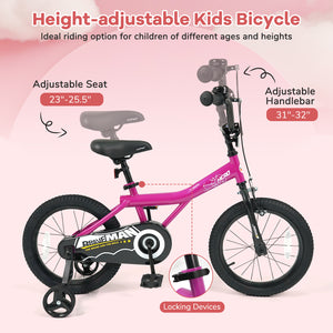 14-Inch Kids Bike with Removable Training Wheels Pink