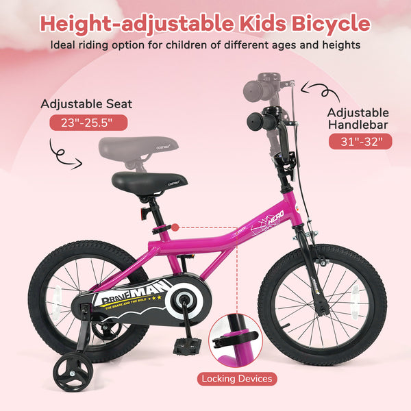 14-Inch Kids Bike with Removable Training Wheels Pink