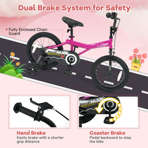 14-Inch Kids Bike with Removable Training Wheels Pink