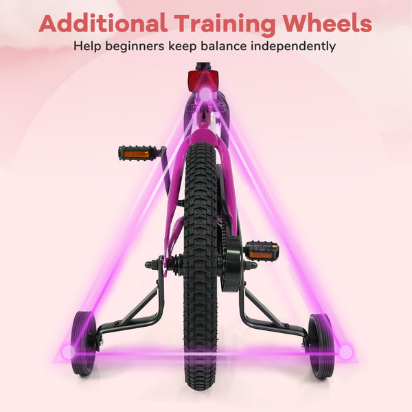 14-Inch Kids Bike with Removable Training Wheels Pink
