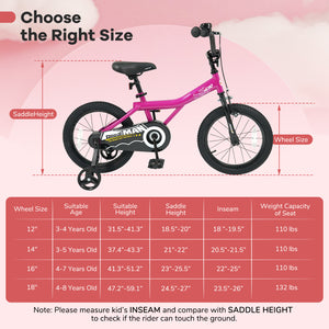 14-Inch Kids Bike with Removable Training Wheels Pink