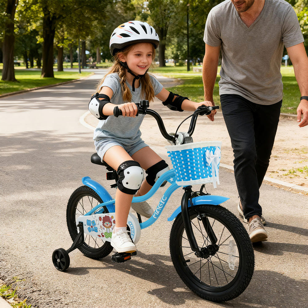 Kids Bike with Training Wheels and Basket Navy Color/Color-14/Color-12