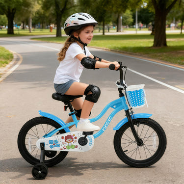 Kids Bike with Training Wheels and Basket Navy Color/Color-14/Color-12