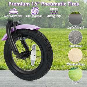 12-inch magic purple kids bike with training wheels for ages 3-4, angled view showcasing design and safety features.