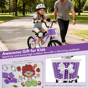 Magic Purple 12-inch kids bike with training wheels for ages 3-4, angled view showcasing design and features.