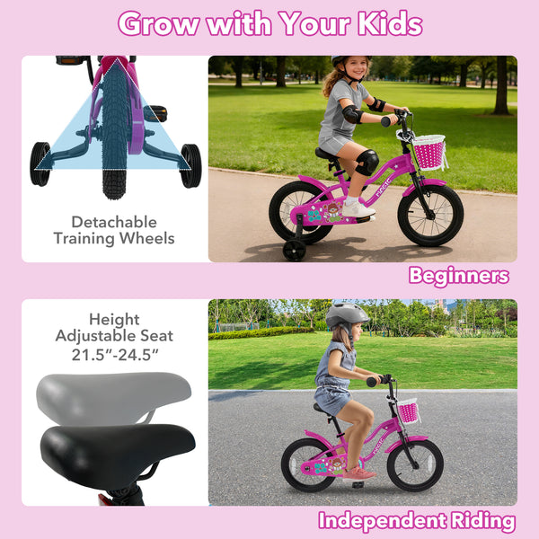 12-inch Magic Rose kids bike with training wheels for ages 3-4, shown at angle 21. Perfect for little riders!