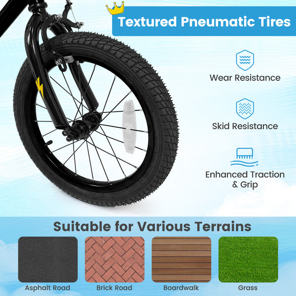 18 Inch Kids Bike with Training Wheels for Ages 4-8 Years Old Black- Street Art Time