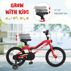 16 Inch Kids Bike with LED Lights Adjustable Carbon Steel Bicycle for 4-7 Years Old