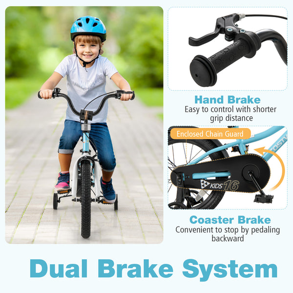 14-inch kids bike with training wheels for ages 3-5, perfect for outdoor fun and learning to ride.