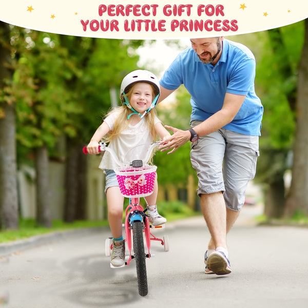 Kids Bicycle with Training Wheels and Basket for Boys and Girls Age 3-9 Years