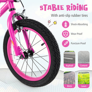 18 Inch LED Lighted Kids Bike with Training Wheels and Headlight for Ages 4-8 Years