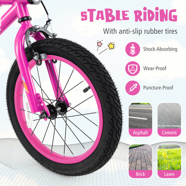 18 Inch LED Lighted Kids Bike with Training Wheels and Headlight for Ages 4-8 Years
