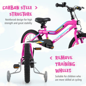 18 Inch LED Lighted Kids Bike with Training Wheels and Headlight for Ages 4-8 Years
