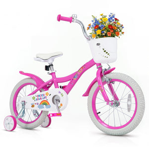 Girls Bike for 3-8 Years Old with Basket - Spring Party Pink