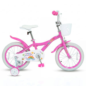 Girls Bike for 3-8 Years Old with Basket - Spring Party Pink