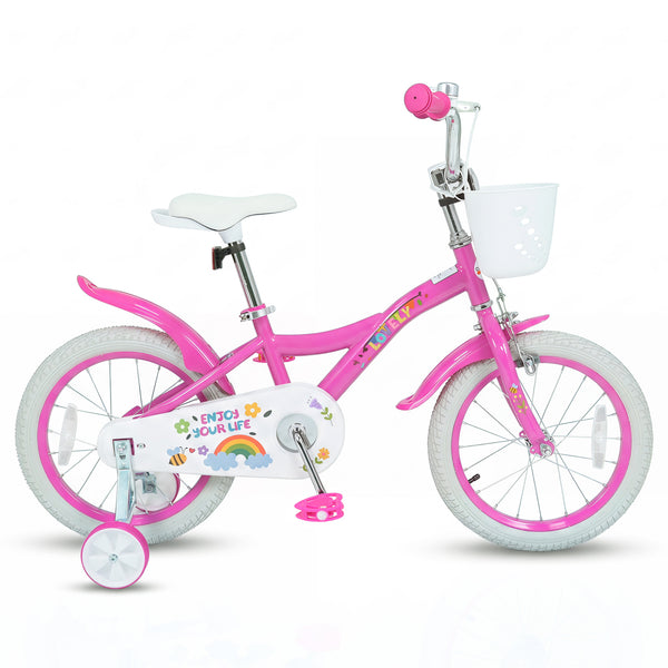 Girls Bike for 3-8 Years Old with Basket - Spring Party Pink