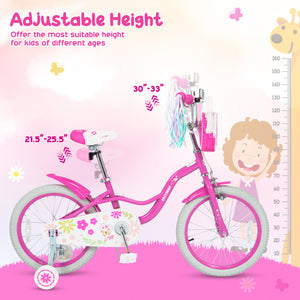 Girls Bike with Front Bag and Streamers for 3-8 Years Pink