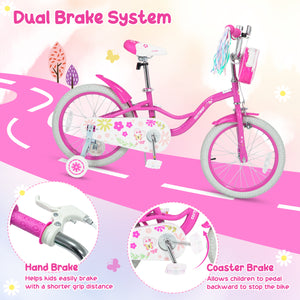 Girls Bike with Front Bag and Streamers for 3-8 Years Pink