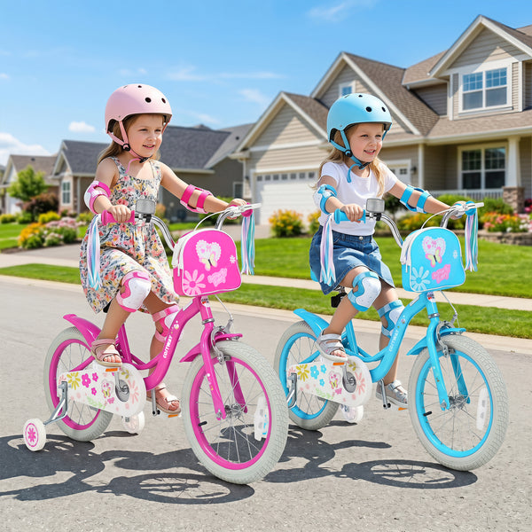Girls Bike with Front Bag and Streamers for 3-8 Years Blue