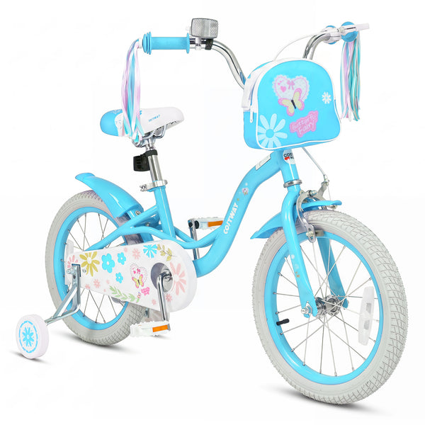 Girls Bike with Front Bag and Streamers for 3-8 Years Blue