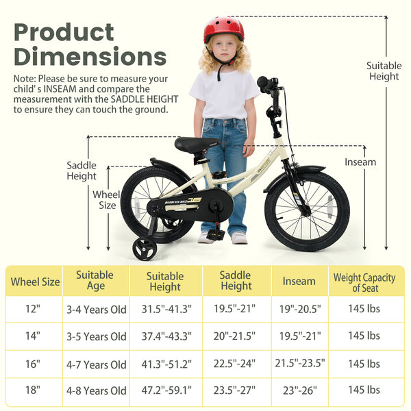 12-inch kids bike with removable training wheels, angled view showcasing vibrant design and sturdy build for young riders.