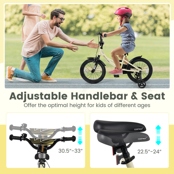 12-inch kids bike with removable training wheels, angled view showcasing vibrant design for fun and safe riding.