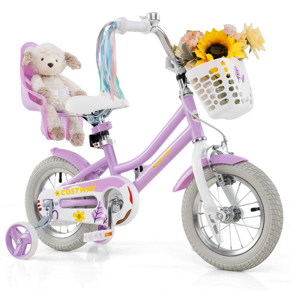 16 Inches Girls Bike Kids Bicycle with Doll Seat and Streamers for Children 4