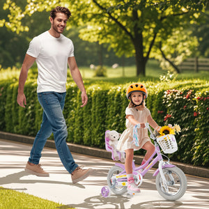 16 Inches Girls Bike Kids Bicycle with Doll Seat and Streamers for Children 4
