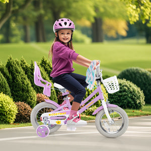 16 Inches Girls Bike Kids Bicycle with Doll Seat and Streamers for Children 4