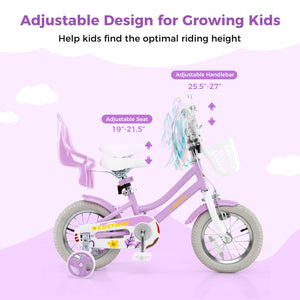 16 Inches Girls Bike Kids Bicycle with Doll Seat and Streamers for Children 4