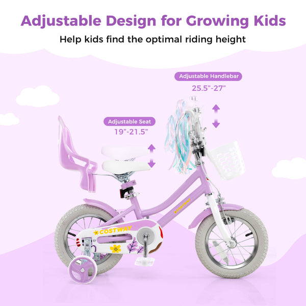16 Inches Girls Bike Kids Bicycle with Doll Seat and Streamers for Children 4