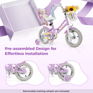 16 Inches Girls Bike Kids Bicycle with Doll Seat and Streamers for Children 4