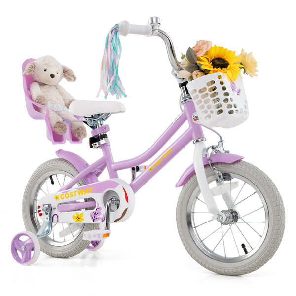 16 Inches Girls Bike Kids Bicycle with Doll Seat and Streamers for Children 4