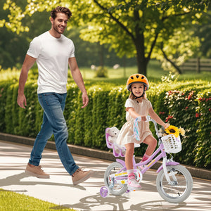 16 Inches Girls Bike Kids Bicycle with Doll Seat and Streamers for Children 4
