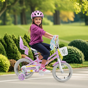 16 Inches Girls Bike Kids Bicycle with Doll Seat and Streamers for Children 4