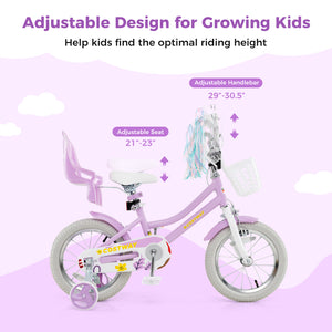 16 Inches Girls Bike Kids Bicycle with Doll Seat and Streamers for Children 4