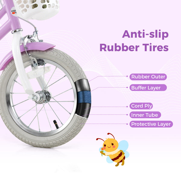 16 Inches Girls Bike Kids Bicycle with Doll Seat and Streamers for Children 4