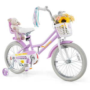 16 Inches Girls Bike Kids Bicycle with Doll Seat and Streamers for Children 4