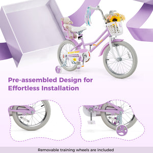 16 Inches Girls Bike Kids Bicycle with Doll Seat and Streamers for Children 4