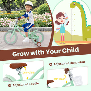 14-inch kids bike with adjustable seat and bell for ages 3-8, shown at angle 16, perfect for outdoor fun.