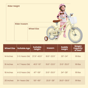 14-inch kids bike with adjustable seat and training wheels for ages 3-8, shown at angle 12. Perfect for young riders!