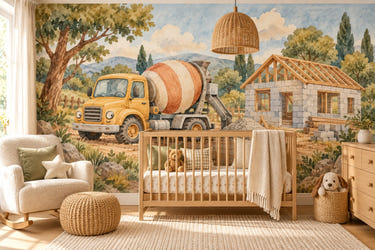 Watercolor Cement Mixer Wall Mural, image 1