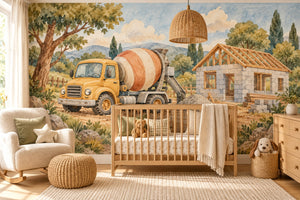 Watercolor Cement Mixer Wall Mural, image 1