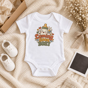 Coming Soon 2027 baby bodysuit in white
