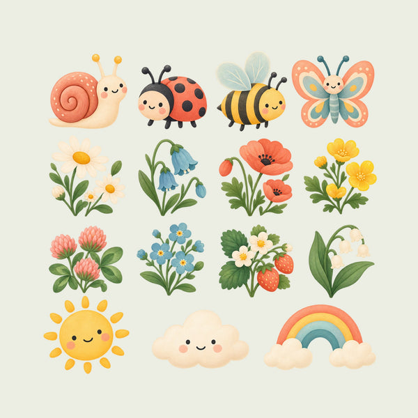 Wildflower Garden Wall Decals, Set of 15, image 1